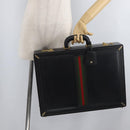 GUCCI Web Sherry Line Aktenkoffer Leder Schwarz Gold 016 067 1183 Original mr2496-26