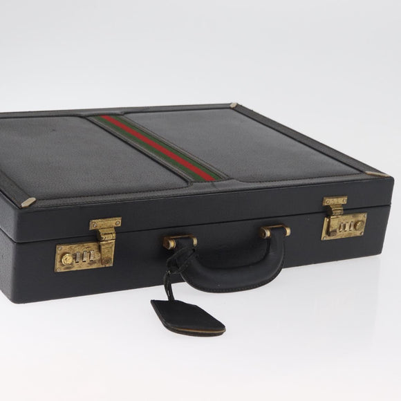 GUCCI Web Sherry Line Aktenkoffer Leder Schwarz Gold 016 067 1183 Original mr2496