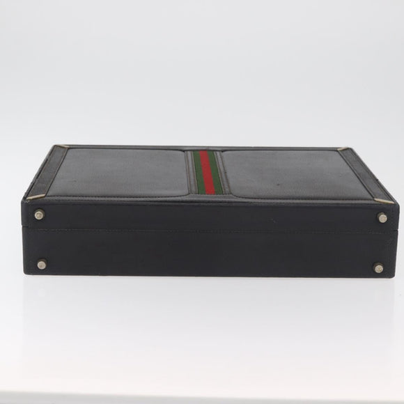 GUCCI Web Sherry Line Aktenkoffer Leder Schwarz Gold 016 067 1183 Original mr2496