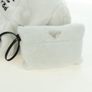 PRADA Shearing Tote Bag Mouton White Silver Auth mr2498V-15