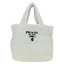 PRADA Shearing Tote Bag Mouton White Silver Auth mr2498V-2