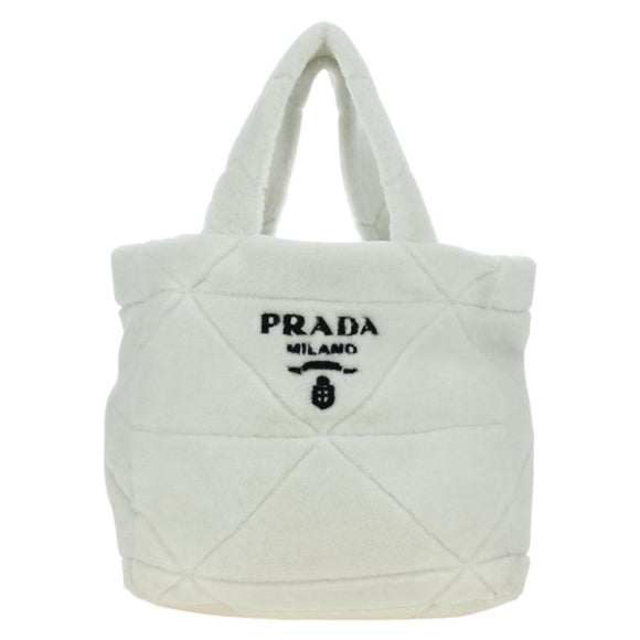 PRADA Shearing Tote Bag Mouton White Silver Auth mr2498V