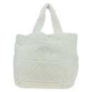 PRADA Shearing Tote Bag Mouton White Silver Auth mr2498V-3
