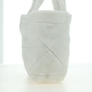 PRADA Shearing Tote Bag Mouton White Silver Auth mr2498V-5