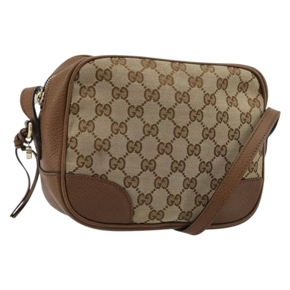GUCCI GG Canvas Shoulder Bag Beige Gold 449413 Auth mr2500