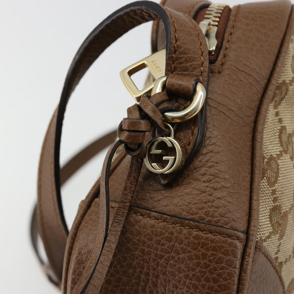 GUCCI GG Canvas Schultertasche Beige Gold 449413 Auth mr2500