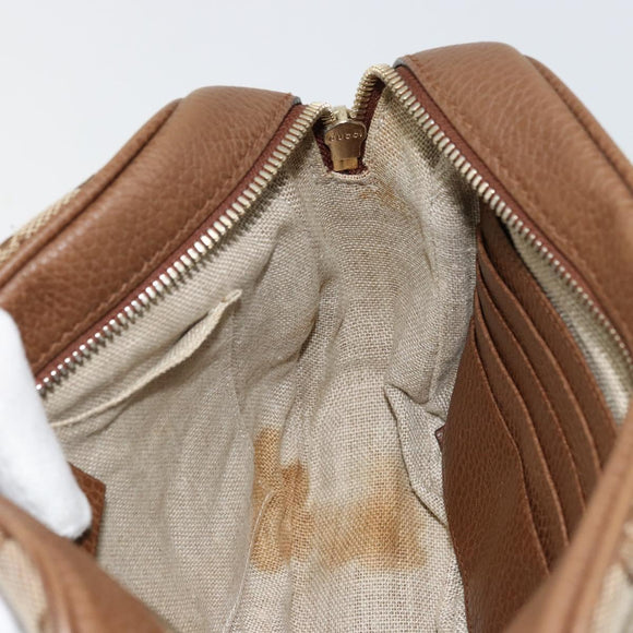 GUCCI GG Canvas Schultertasche Beige Gold 449413 Auth mr2500