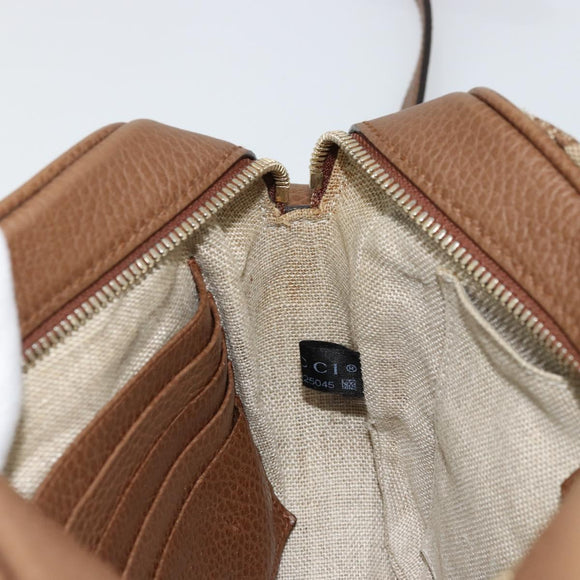 GUCCI GG Canvas Schultertasche Beige Gold 449413 Auth mr2500