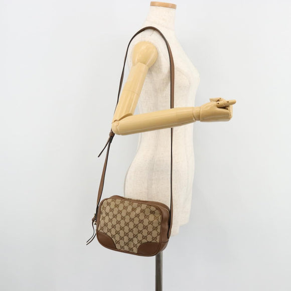GUCCI GG Canvas Schultertasche Beige Gold 449413 Auth mr2500