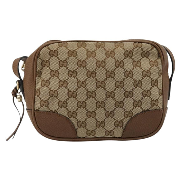 GUCCI GG Canvas Schultertasche Beige Gold 449413 Auth mr2500