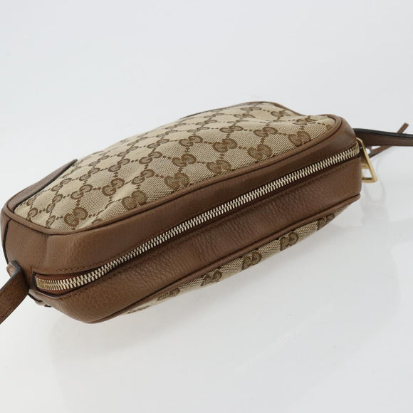 GUCCI GG Canvas Schultertasche Beige Gold 449413 Auth mr2500