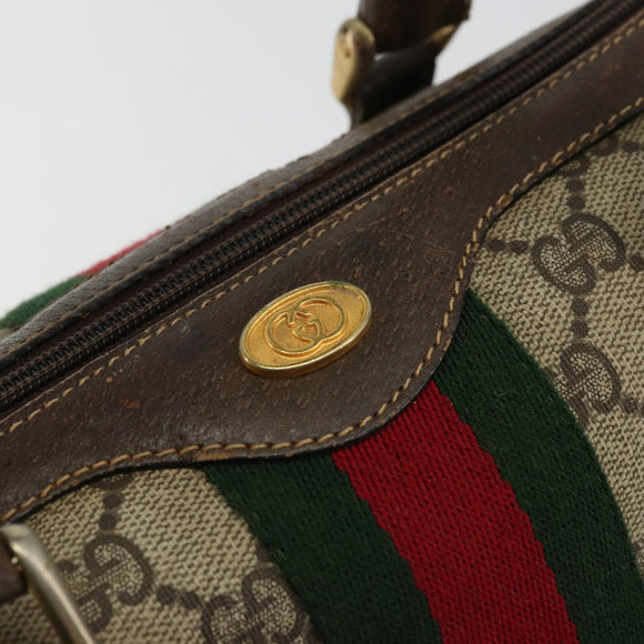 GUCCI GG Supreme Web Sherry Line Handtas PVC Beige Goud 010 378 Auth mr2501