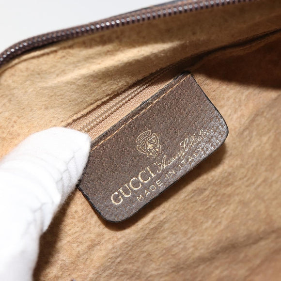 GUCCI GG Supreme Web Sherry Line Handtas PVC Beige Goud 010 378 Auth mr2501