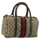 GUCCI GG Supreme Web Sherry Line Handtas PVC Beige Goud 010 378 Auth mr2501-1