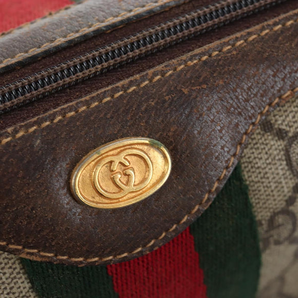 GUCCI GG Supreme Web Sherry Line Handtas PVC Beige Goud 010 378 Auth mr2501