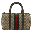 GUCCI GG Supreme Web Sherry Line Handtas PVC Beige Goud 010 378 Auth mr2501-13