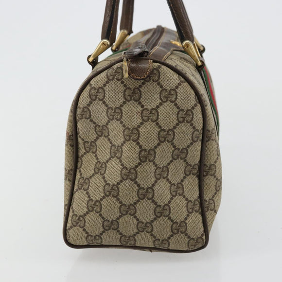 GUCCI GG Supreme Web Sherry Line Handtas PVC Beige Goud 010 378 Auth mr2501