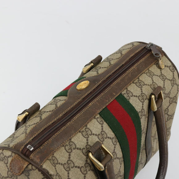 GUCCI GG Supreme Web Sherry Line Handtas PVC Beige Goud 010 378 Auth mr2501