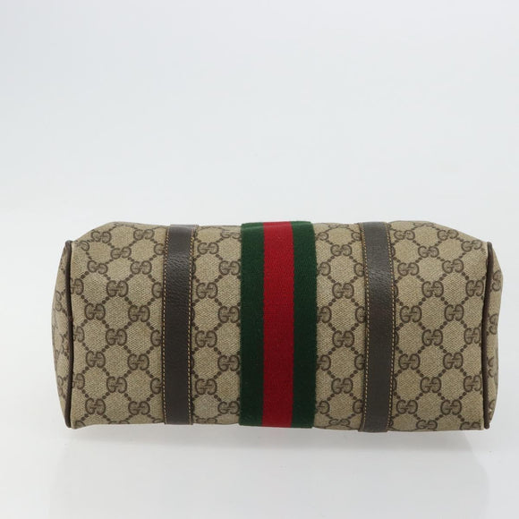 GUCCI GG Supreme Web Sherry Line Handtas PVC Beige Goud 010 378 Auth mr2501