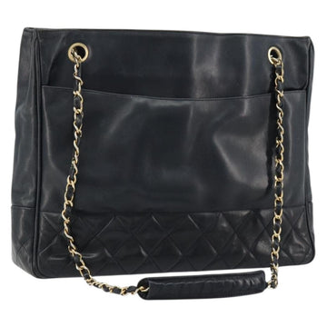 CHANEL Chain Shoulder Bag Leather Black Gold CC Auth mr2502