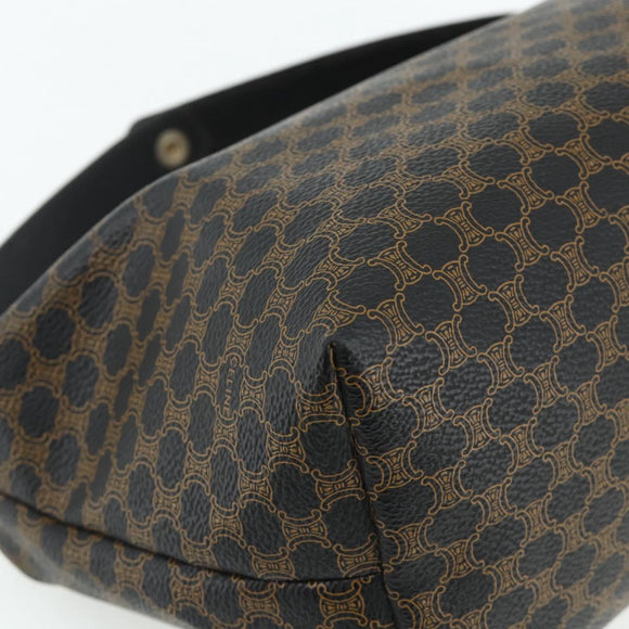 CELINE Macadam Canvas Handtasche PVC Leder Schwarz Gold Auth mr2503A
