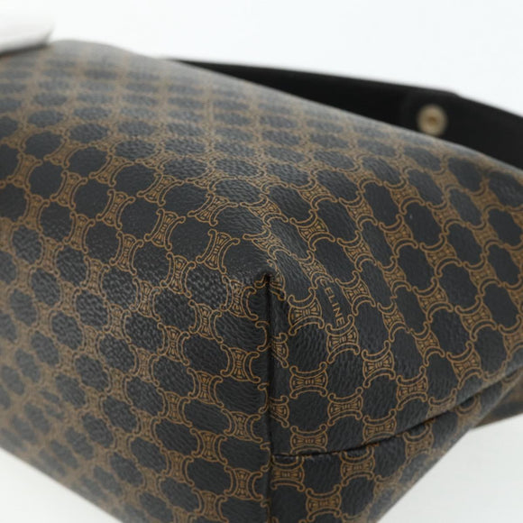 CELINE Macadam Canvas Handtasche PVC Leder Schwarz Gold Auth mr2503A