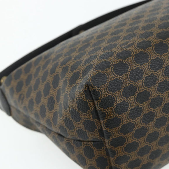 CELINE Macadam Canvas Handtasche PVC Leder Schwarz Gold Auth mr2503A