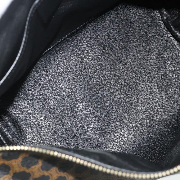 CELINE Macadam Canvas Handtasche PVC Leder Schwarz Gold Auth mr2503A
