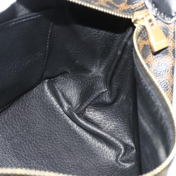 CELINE Macadam Canvas Handtasche PVC Leder Schwarz Gold Auth mr2503A