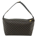 CELINE Macadam Canvas Handtasche PVC Leder Schwarz Gold Auth mr2503A-2