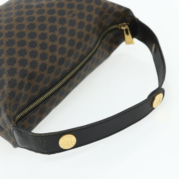 CELINE Macadam Canvas Handtasche PVC Leder Schwarz Gold Auth mr2503A