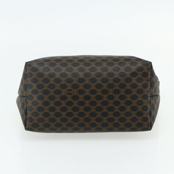 CELINE Macadam Canvas Handtasche PVC Leder Schwarz Gold Auth mr2503A