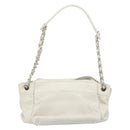 CHANEL Matelasse Chain Shoulder Bag Caviar Skin White Silver CC Auth mr2505-3