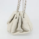 CHANEL Matelasse Chain Shoulder Bag Caviar Skin White Silver CC Auth mr2505-4