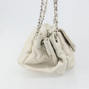 CHANEL Matelasse Chain Shoulder Bag Caviar Skin White Silver CC Auth mr2505-5