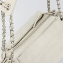 CHANEL Matelasse Chain Shoulder Bag Caviar Skin White Silver CC Auth mr2505-6