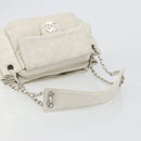 CHANEL Matelasse Chain Shoulder Bag Caviar Skin White Silver CC Auth mr2505-7