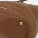 Miu Miu Shoulder Bag Leather Brown Gold Auth mr2508A-9
