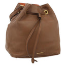 Miu Miu Shoulder Bag Leather Brown Gold Auth mr2508A-1