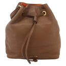 Miu Miu Shoulder Bag Leather Brown Gold Auth mr2508A-13