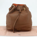 Miu Miu Shoulder Bag Leather Brown Gold Auth mr2508A-12