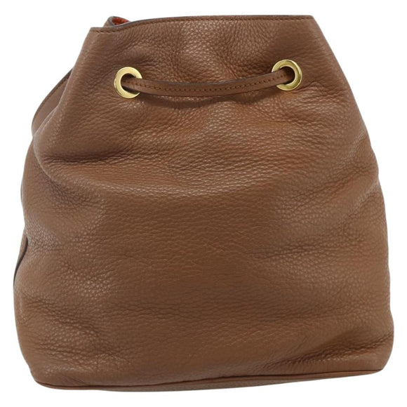 Miu Miu Shoulder Bag Leather Brown Gold Auth mr2508A