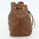 Miu Miu Shoulder Bag Leather Brown Gold Auth mr2508A-3