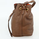 Miu Miu Shoulder Bag Leather Brown Gold Auth mr2508A-4