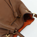Miu Miu Shoulder Bag Leather Brown Gold Auth mr2508A-6