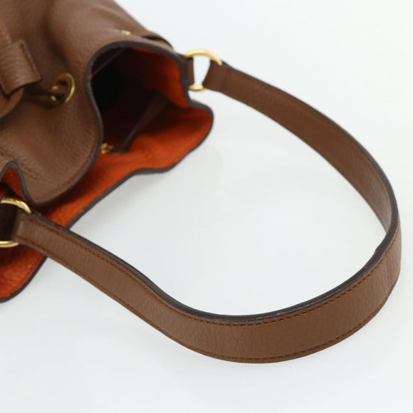 Miu Miu Shoulder Bag Leather Brown Gold Auth mr2508A