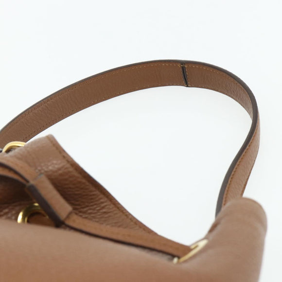 Miu Miu Shoulder Bag Leather Brown Gold Auth mr2508A