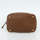 Miu Miu Shoulder Bag Leather Brown Gold Auth mr2508A-5