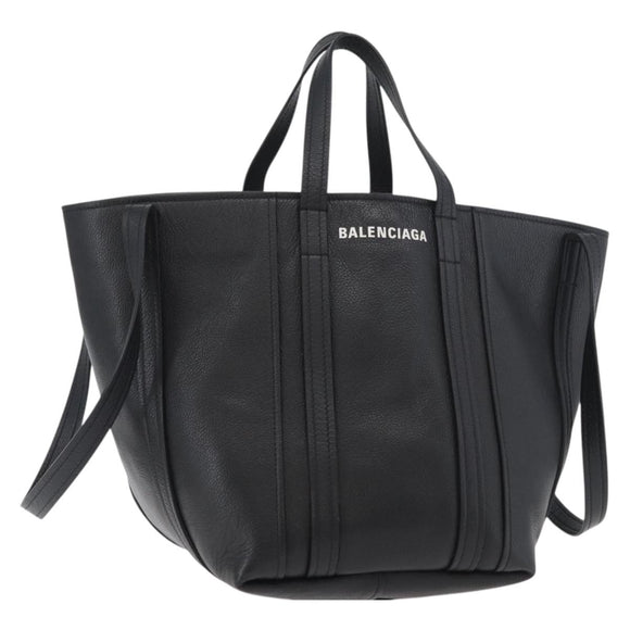 BALENCIAGA Everyday Tote Bag Leather Black Silver 672794 Auth mr2511A