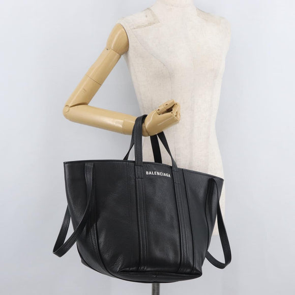 BALENCIAGA Everyday Tote Bag Leather Black Silver 672794 Auth mr2511A